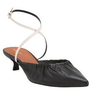 REFORMATION Made In Brazil Leather Sabrina Ankle Wrap Kitten Heel Mules